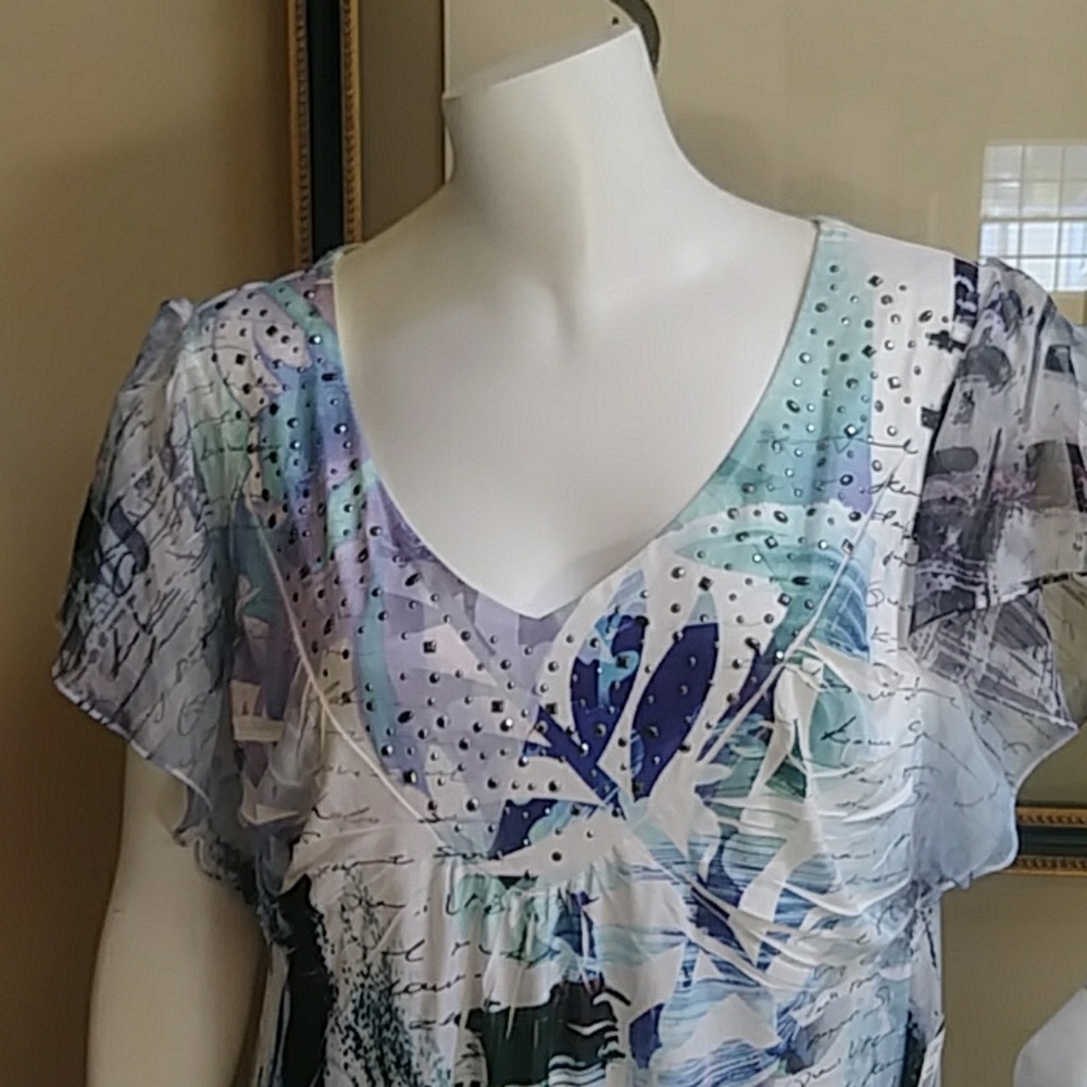 Style & Co silky knit embellished cap sleeve top